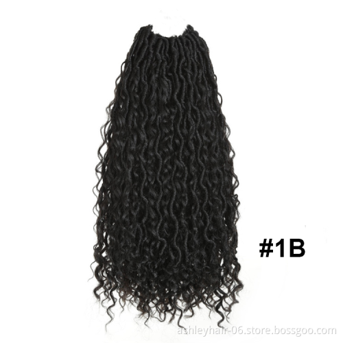 Julianna18 Inch 85G Bohemian Crochet Hair Wavy With Curly Ends Synthetic Crochet Faux Locs Hair River Locs Goddess Locs